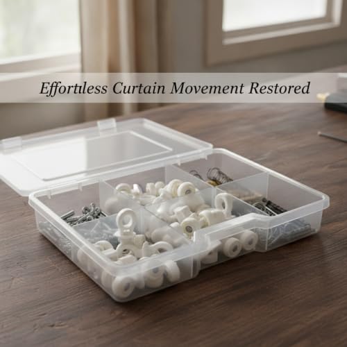 20 Pack Curtain Track Rollers - Replacement Gliders for Standard Curtains