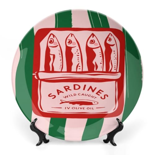 Bone China Sardine Can Decorative Plate 7 Inch - Round Wall & Table Display