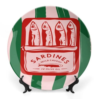 Bone China Sardine Can Decorative Plate 7 Inch - Round Wall & Table Display