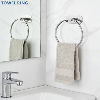 Self-Adhesive Towel Ring - No Drill Stainless Steel Wall Mount Bathroom Kitchen