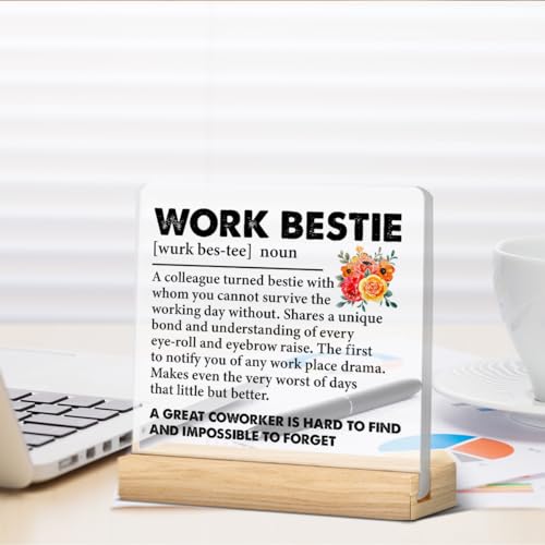 Work Bestie Gifts for Women D12 - Funny Office Desk Sign Keepsake Acrylic