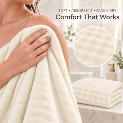 White Oversized Bath Towel 2 Pack 35 x 70 Coral Fleece Soft Absorbent