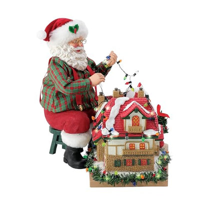Christmas Village Lighted Santa Figurines Set - Holiday Decor, 8.5 Inch