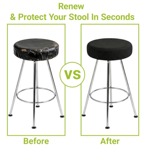 Black 2 Pack Round Bar Stool Covers 12-14 Inch Elastic Washable