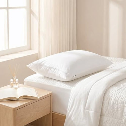 Waterproof Pillow Encasement Queen with Allergen Blocker & Secure Zipper
