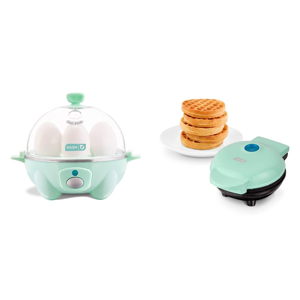 DASH Rapid Egg Cooker + DASH Mini Waffle Maker - Individual Egg Cooker and Waffle Iron