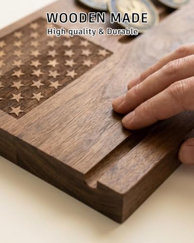 Solid Wood Challenge Coin Display Stand & Holder for Military Coins