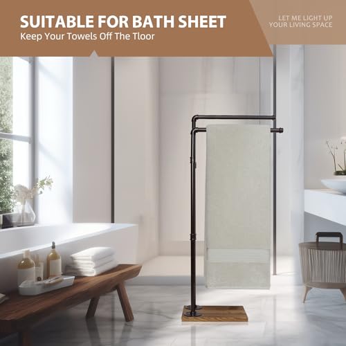 40 Inch Freestanding Towel Rack Bathroom Organizer Rustic Industrial Metal Wood