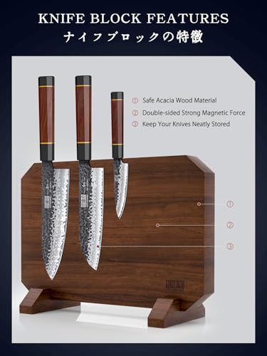 HOSHANHO 8-Inch Knife Set with Magnetic Wooden Block - Japanese Kitchen Cutlery