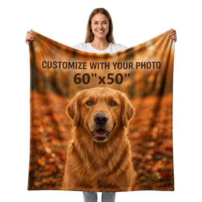 Personalized Photo Blanket 60x50 Inch Custom Soft Throw for Gifts