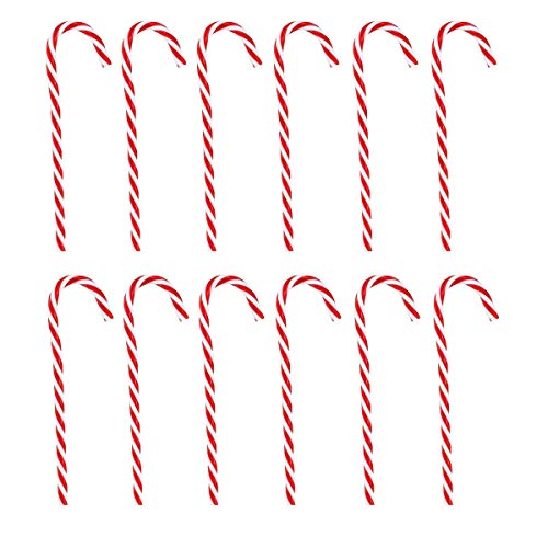 Plastic Candy Cane Christmas Ornaments - 12 Pack, Red & White Holiday Decor