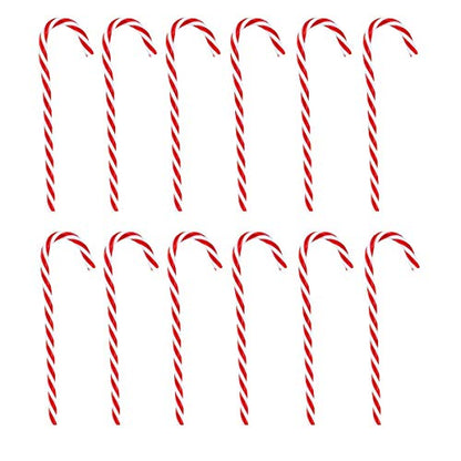 Plastic Candy Cane Christmas Ornaments - 12 Pack, Red & White Holiday Decor
