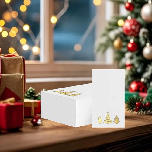 Gold Foil Christmas Paper Napkins 100Pcs - Holiday Party Guest Towels - Merry Christmas Decor - Goldxmastree