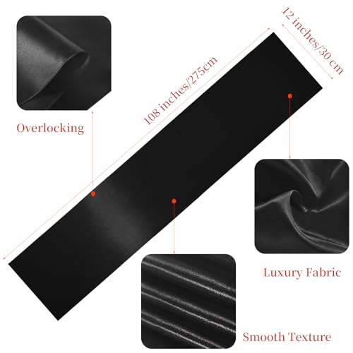Black Satin Table Runner 12x108 Inches - Pack of 6 | Festive Event Decor