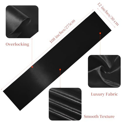 Black Satin Table Runner 12x108 Inches - Pack of 6 | Festive Event Decor
