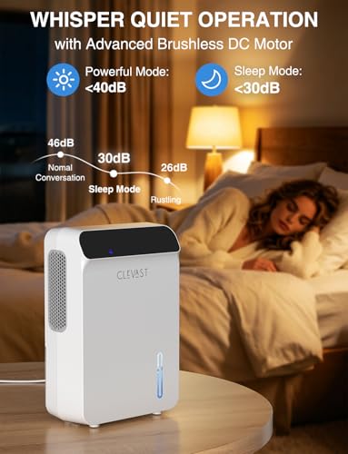 2L Compact Dehumidifier for Bedroom Bathroom with Drain Hose Quiet 500 Sq.ft