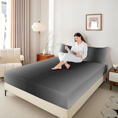Full Size Fitted Bed Sheet Set with Pillowcases, 16-Inch Deep Pocket Microfiber Bedding for Kids & Teens