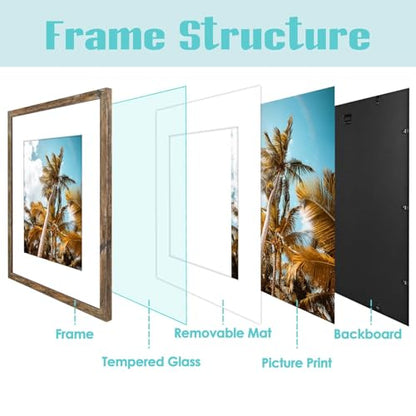 Frametory 16x20 Picture Frame for Wall, Display Picture 11x14 with Mat or 16x20 Without Mat, Gifts for Family (Black, 3 Pack)