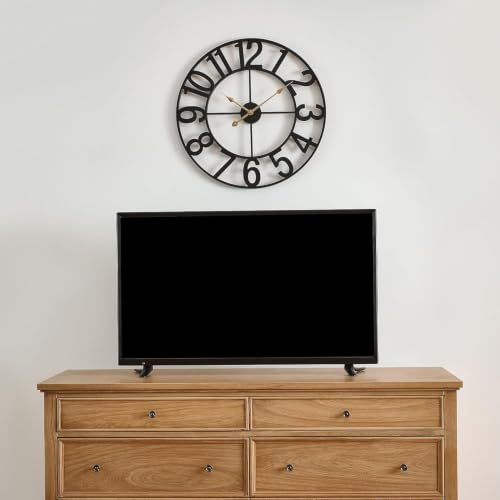 14 Inch Silent Battery Operated Vintage Metal Wall Clock for Living Room & Kitchen