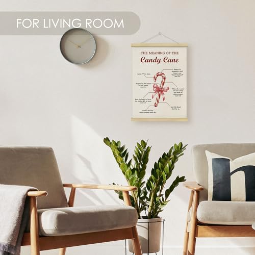 Christian Candy Cane Wall Art Poster - Religious Christmas Decor, 12x16 with Frame - Candy