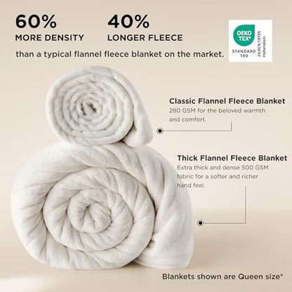 Bedsure Heavy Warm Twin XL Blanket Cream 66x90 Inch Flannel Anti-Static