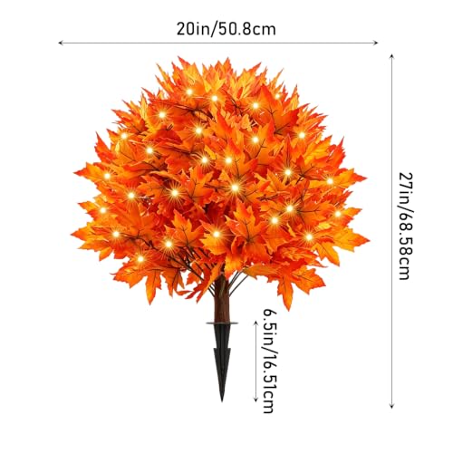 Solar Power Autumn Maple Tree Topiary Ball Outdoor Garden Decor with Lights