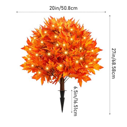 Solar Power Autumn Maple Tree Topiary Ball Outdoor Garden Decor with Lights