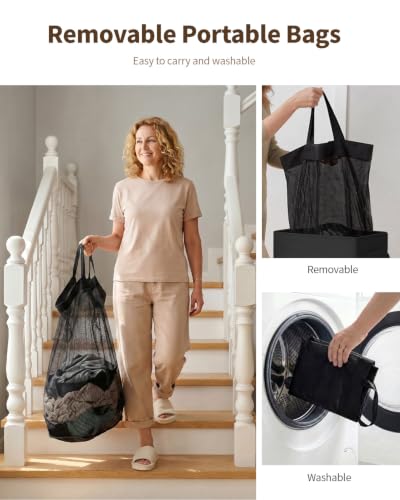 85L Laundry Hamper with Lid - Large Clothes Basket, Black - Variation of Black / 85L