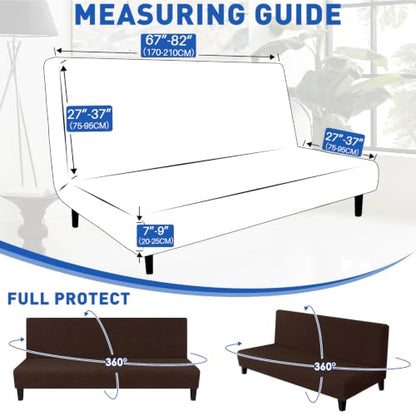 Dark Coffee Stretch Futon Cover Full Size Sofa Bed Slipcover - Armless