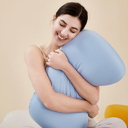 Ergonomic Contour Design Memory Foam Pillow for Side & Back & Stomach Sleepers, Cervical Shape Pillow for Bed Sleeping Gently Cradles Head & Provides Neck Support & Shoulder Pain Relief | Blue