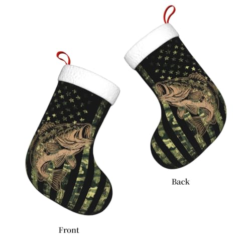 Fish Camo Flag Christmas Stocking Large Xmas Holiday Decoration - Fish Camo Flag Variation