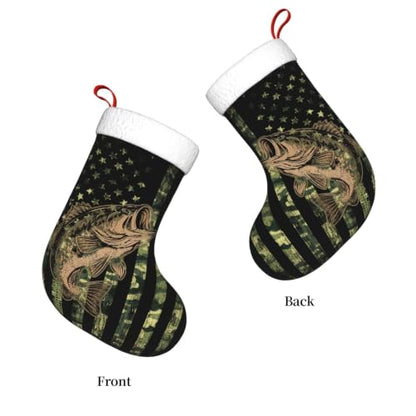 Fish Camo Flag Christmas Stocking Large Xmas Holiday Decoration - Fish Camo Flag Variation