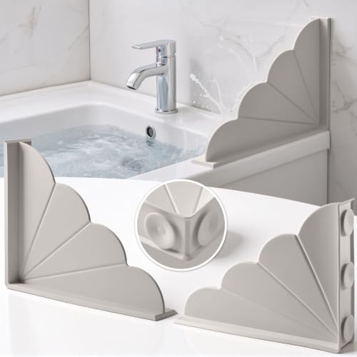 No Adhesive Silicone Splash Guard for Bathtub - Light Grey 2-Pack
