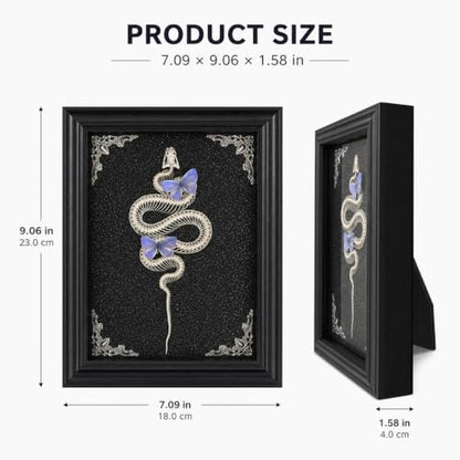 Gothic Handmade Butterfly & Snake Bone Shadow Box - Style B