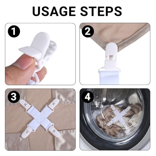 Bed Sheet Detangler Clips for Washer and Dryer - Set of 4