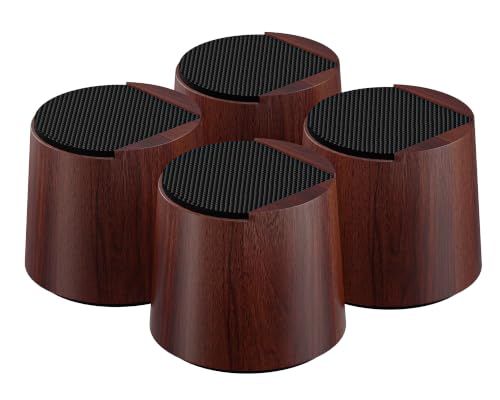 3 Inch Solid Wood Bed Risers - Heavy Duty 8000 lbs, Dual Non-Slip, Round Hutao-Style, 4 Pack