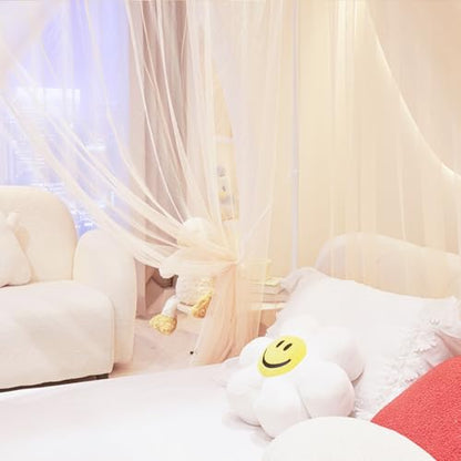 Princess Canopy Bed Curtains Mosquito Net for Single & Queen Beds - Cozy Drape Netting with 4 Openings