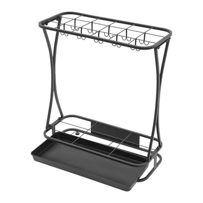 Metal Umbrella Holder Stand with 18 Slots and 10 Hooks for Entryway Organization
