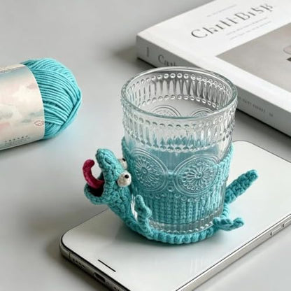 Funny Handmade Crochet Lizard Coaster - Flipping Mug Rug for Coffee & Tea
