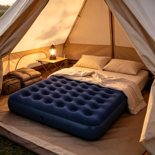 Queen Inflatable Air Bed with Pump - 10 Inch Thick, Portable Camping Mattress