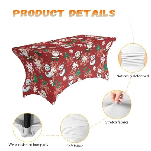 Uorisanigo Christmas Snowman Fitted Tablecloth for 6ft Rectangle Tables - Holiday Decor