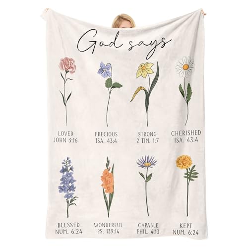 Christian Floral Throw Blanket - Religious Gifts for Women and Girls 40x60