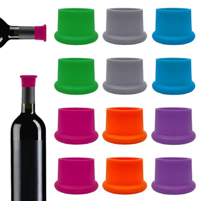 Colorful Silicone Wine Stoppers Set - Reusable Bottle Seals for Wine & Champagne