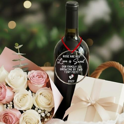 Baby Announcement Ornament 2026 - Pregnancy Reveal Christmas Keepsake - First Time Parents Gift - Variation 02