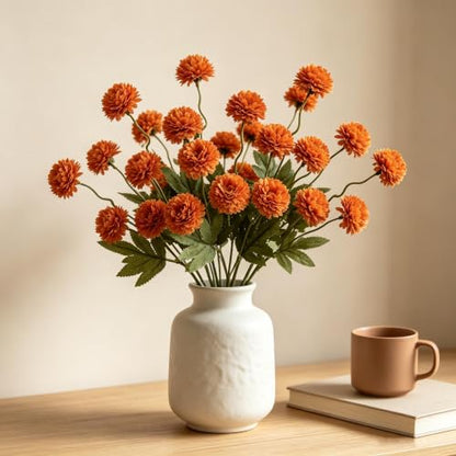 Faux Silk Chrysanthemum Vase Fillers - Burnt Orange, 10 Pcs