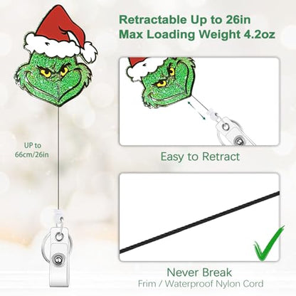 3Pcs Christmas Badge Reels Retractable Clip for Nurse Teacher Doctor Alligator Swivel