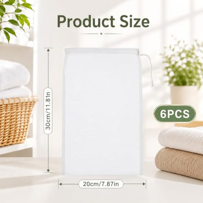 6 Pack Mesh Cheese Cloth Bags for Straining Nut Milk & Food Prep 12x8"