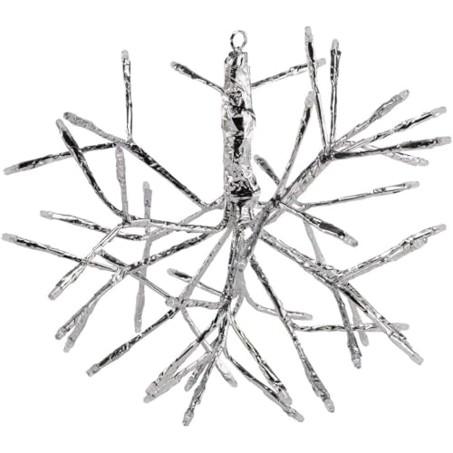Indoor Christmas Snowflake Ornament - Silver, 10 x 10 x 10 Inches with LED Lights