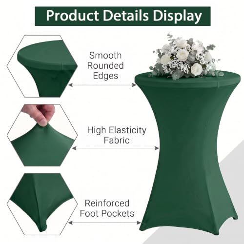 ArtSocket Fitted Cocktail Table Covers 4-Pack - Green & Red, 32 Inch Diameter