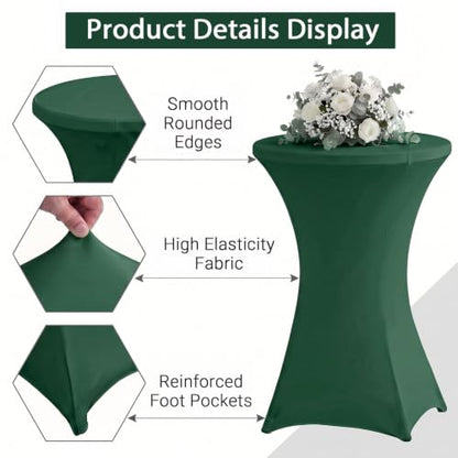 ArtSocket Fitted Cocktail Table Covers 4-Pack - Green & Red, 32 Inch Diameter
